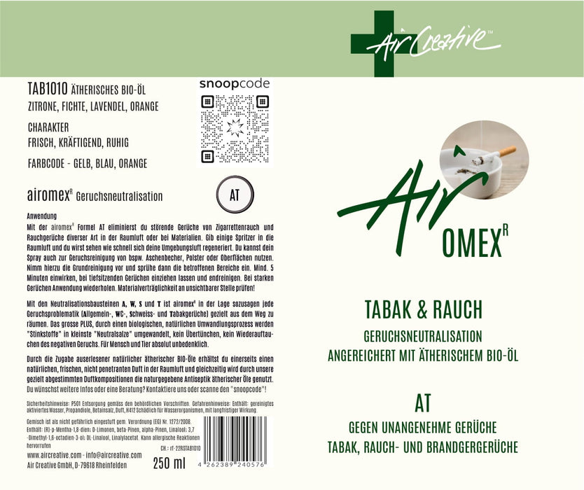 Geruchsneutralisation Airomex®AT «Tabak und Rauch» | mit Bio-Duft