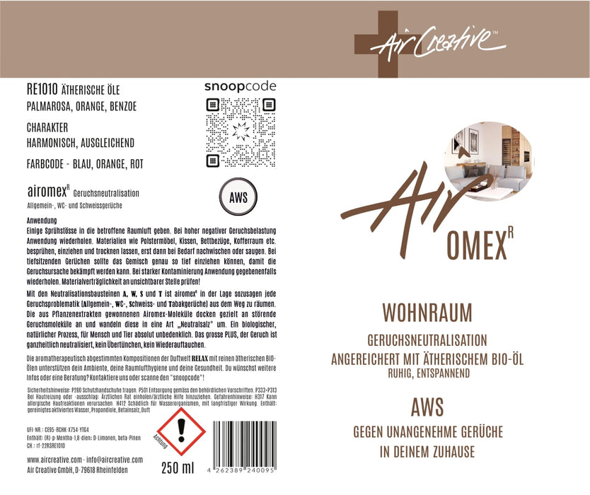 Geruchsneutralisation Airomex®AWS «Relax» | mit Bio-Duft